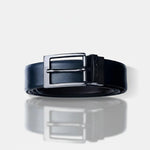 Load image into Gallery viewer, GLOSSY BLACK PLAIN BUCKLE BLUE & DARK BROWN BELT