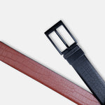 Load image into Gallery viewer, MATTE BLACK PLAIN BUCKLE CROCO LIGHT BROWN & BLACK BELT