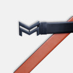 Load image into Gallery viewer, MATTE BLACK LOGO BUCKLE LIGHT BROWN & BLACK BELT