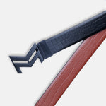 Load image into Gallery viewer, MATTE BLACK LOGO BUCKLE CROCO LIGHT BROWN & BLACK BELT