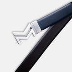 Load image into Gallery viewer, SILVER LOGO BUCKLE BLUE & DARK BROWN BELT