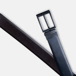Load image into Gallery viewer, MATTE BLACK PLAIN BUCKLE BLUE & DARK BROWN BELT