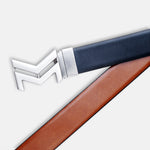 Load image into Gallery viewer, SILVER LOGO BUCKLE BLUE & LIGHT BROWN BELT
