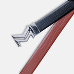 Load image into Gallery viewer, GLOSSY BLACK LOGO BUCKLE CROCO LIGHT BROWN & BLACK BELT