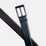 Load image into Gallery viewer, MATTE BLACK PLAIN BUCKLE CROCO DARK BROWN & BLACK BELT