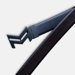 Load image into Gallery viewer, MATTE BLACK LOGO BUCKLE BLUE & DARK BROWN BELT