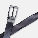 Load image into Gallery viewer, GLOSSY BLACK PLAIN BUCKLE HAMMERED GREY BELT