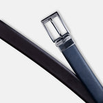 Load image into Gallery viewer, GLOSSY BLACK PLAIN BUCKLE BLUE & DARK BROWN BELT