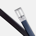 Load image into Gallery viewer, SILVER PLAIN BUCKLE BLUE & DARK BROWN BELT
