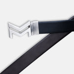 Load image into Gallery viewer, SILVER LOGO BUCKLE DARK BROWN & BLACK BELT