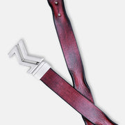 SILVER LOGO BUCKLE HAMMERED WINE BELT
