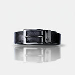 Load image into Gallery viewer, GLOSSY BLACK PLAIN BUCKLE HAMMERED GREY BELT