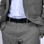 Load image into Gallery viewer, MATTE BLACK LOGO BUCKLE CROCO LIGHT BROWN & BLACK BELT