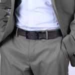 Load image into Gallery viewer, MATTE BLACK PLAIN BUCKLE HAMMERED GREY BELT