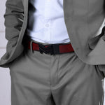 Load image into Gallery viewer, MATTE BLACK LOGO BUCKLE HAMMERED WINE BELT