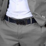 Load image into Gallery viewer, GLOSSY BLACK LOGO BUCKLE HAMMERED BLUE BELT