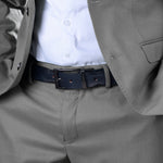 Load image into Gallery viewer, GLOSSY BLACK PLAIN BUCKLE HAMMERED BLUE BELT