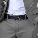 Load image into Gallery viewer, GREY LOGO BUCKLE HAMMERED BLUE BELT