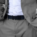 Load image into Gallery viewer, MATTE BLACK LOGO BUCKLE HAMMERED BLUE BELT