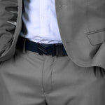 Load image into Gallery viewer, GLOSSY BLACK LOGO BUCKLE BLUE & LIGHT BROWN BELT