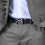 Load image into Gallery viewer, GREY LOGO BUCKLE BLUE & DARK BROWN BELT