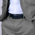 Load image into Gallery viewer, MATTE BLACK PLAIN BUCKLE BLUE & DARK BROWN BELT