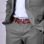Load image into Gallery viewer, GREY PLAIN BUCKLE HAMMERED TAN BELT