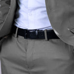 Load image into Gallery viewer, MATTE BLACK PLAIN BUCKLE CROCO DARK BROWN & BLACK BELT