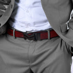 Load image into Gallery viewer, GLOSSY BLACK LOGO BUCKLE HAMMERED WINE BELT