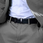 Load image into Gallery viewer, GLOSSY BLACK PLAIN BUCKLE CROCO DARK BROWN & BLACK BELT