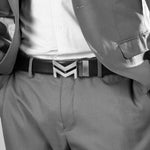 Load image into Gallery viewer, SILVER LOGO BUCKLE DARK BROWN & BLACK BELT