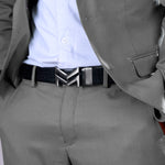 Load image into Gallery viewer, GREY LOGO BUCKLE CROCO DARK BROWN & BLACK BELT