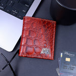 Load image into Gallery viewer, CROCO VERTICAL WALLET TAN