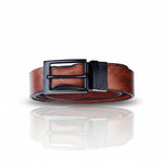 Load image into Gallery viewer, MATTE BLACK PLAIN BUCKLE HAMMERED TAN BELT