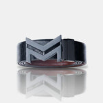 Load image into Gallery viewer, MATTE BLACK LOGO BUCKLE CROCO LIGHT BROWN & BLACK BELT