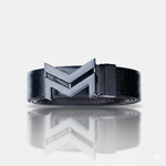 Load image into Gallery viewer, MATTE BLACK LOGO BUCKLE CROCO DARK BROWN & BLACK BELT