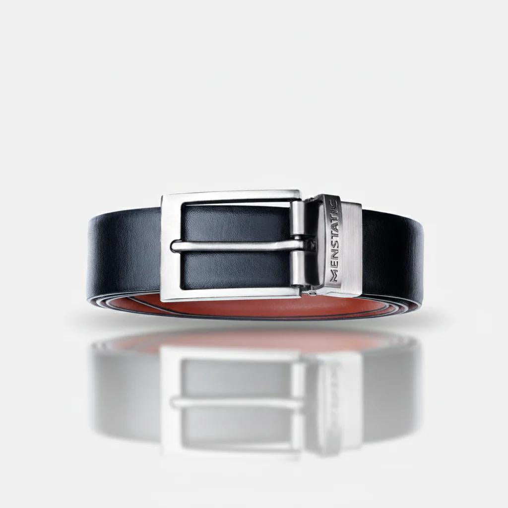 SILVER PLAIN BUCKLE LIGHT BROWN & BLACK BELT