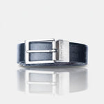 Load image into Gallery viewer, SILVER PLAIN BUCKLE CROCO DARK BROWN &amp; BLACK BELT