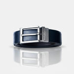 Load image into Gallery viewer, SILVER PLAIN BUCKLE BLUE &amp; DARK BROWN BELT