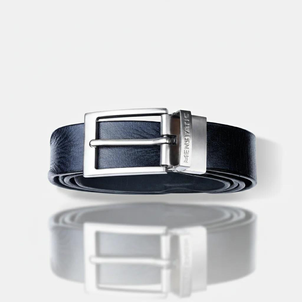 SILVER PLAIN BUCKLE HAMMERED BLUE BELT