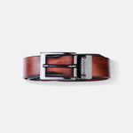 Load image into Gallery viewer, GLOSSY BLACK PLAIN BUCKLE HAMMERED TAN BELT