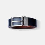 Load image into Gallery viewer, SILVER PLAIN BUCKLE BLUE &amp; LIGHT BROWN BELT