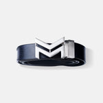 Load image into Gallery viewer, SILVER LOGO BUCKLE HAMMERED BLUE BELT
