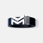 Load image into Gallery viewer, SILVER LOGO BUCKLE BLUE &amp; DARK BROWN BELT