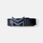 Load image into Gallery viewer, MATTE BLACK LOGO BUCKLE HAMMERED GREY BELT
