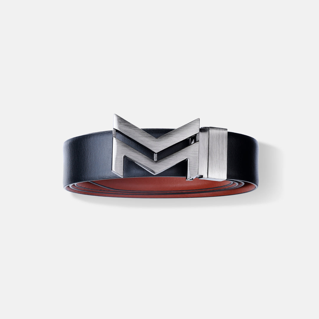 GREY LOGO BUCKLE LIGHT BROWN & BLACK BELT