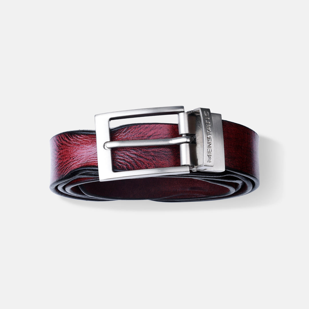 SILVER PLAIN BUCKLE HAMMERED WINE BELT