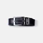 Load image into Gallery viewer, GLOSSY BLACK PLAIN BUCKLE HAMMERED GREY BELT