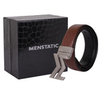Load image into Gallery viewer, SILVER LOGO BUCKLE CROCO LIGHT BROWN &amp; BLACK BELT
