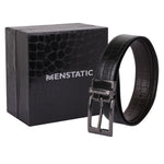 Load image into Gallery viewer, BLACK PLAIN BUCKLE CROCO DARK BROWN &amp; BLACK BELT
